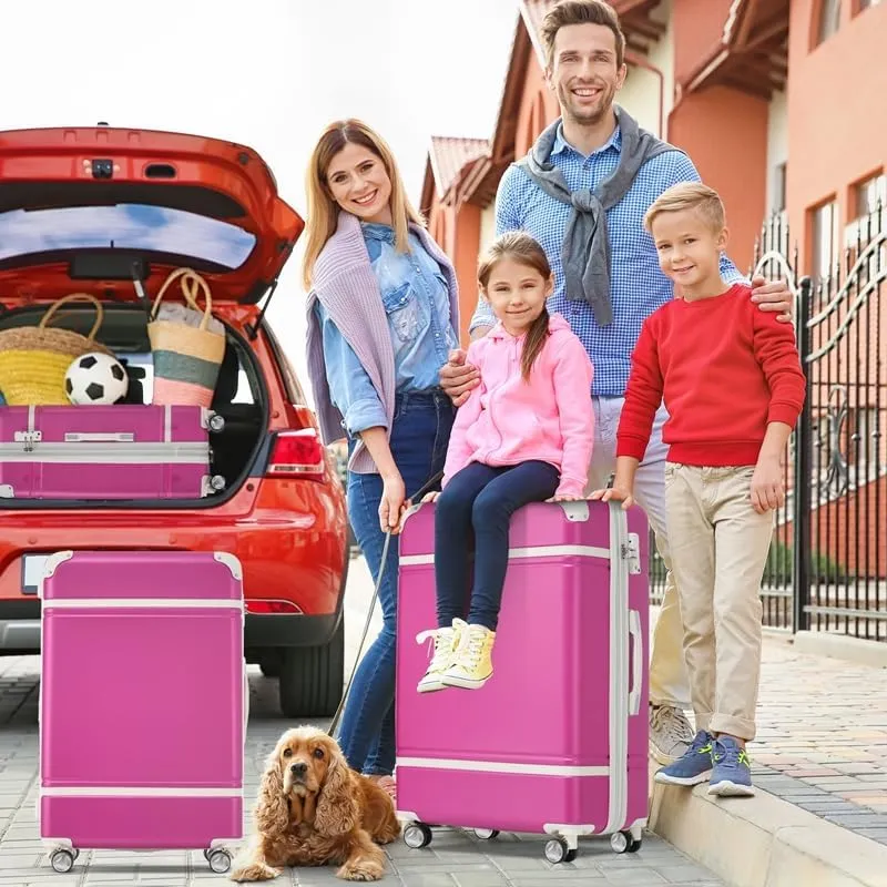Hardshell Luggage Sets 3 Pieces 20" 24" Luggages and Cosmetic Case Spinner Suitcase with TSA Lock Lightweight