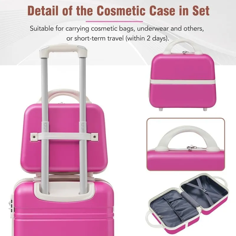 Hardshell Luggage Sets 3 Pieces 20" 24" Luggages and Cosmetic Case Spinner Suitcase with TSA Lock Lightweight