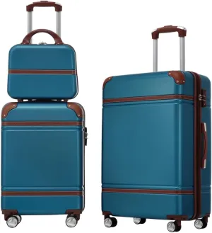 Hardshell Luggage Sets 3 Pieces 20" 24" Luggages and Cosmetic Case Spinner Suitcase with TSA Lock Lightweight