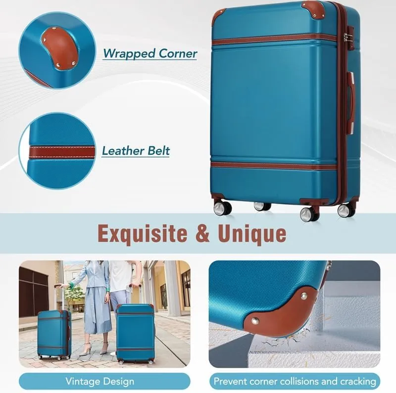 Hardshell Luggage Sets 3 Pieces 20" 24" Luggages and Cosmetic Case Spinner Suitcase with TSA Lock Lightweight