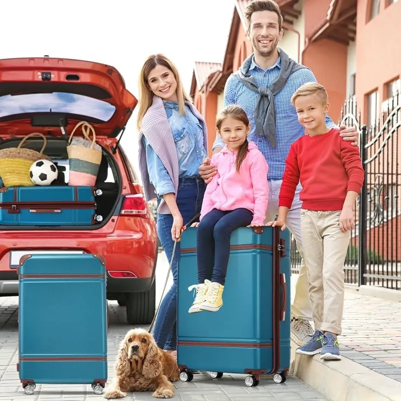 Hardshell Luggage Sets 3 Pieces 20" 24" Luggages and Cosmetic Case Spinner Suitcase with TSA Lock Lightweight