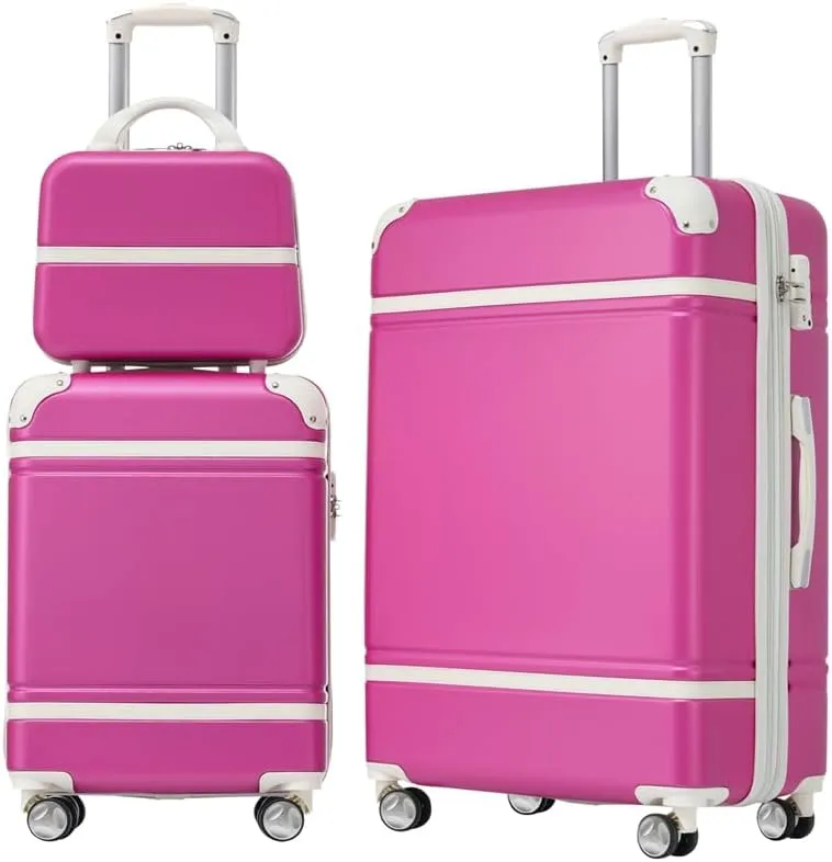 Hardshell Luggage Sets 3 Pieces 20" 24" Luggages and Cosmetic Case Spinner Suitcase with TSA Lock Lightweight