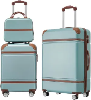 Hardshell Luggage Sets 3 Pieces 20" 24" Luggages and Cosmetic Case Spinner Suitcase with TSA Lock Lightweight