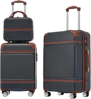 Hardshell Luggage Sets 3 Pieces 20" 24" Luggages and Cosmetic Case Spinner Suitcase with TSA Lock Lightweight