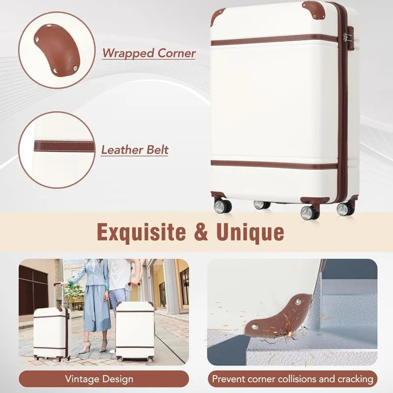 Hardshell Luggage Sets 3 Pieces 20" 24" Luggages and Cosmetic Case Spinner Suitcase with TSA Lock Lightweight