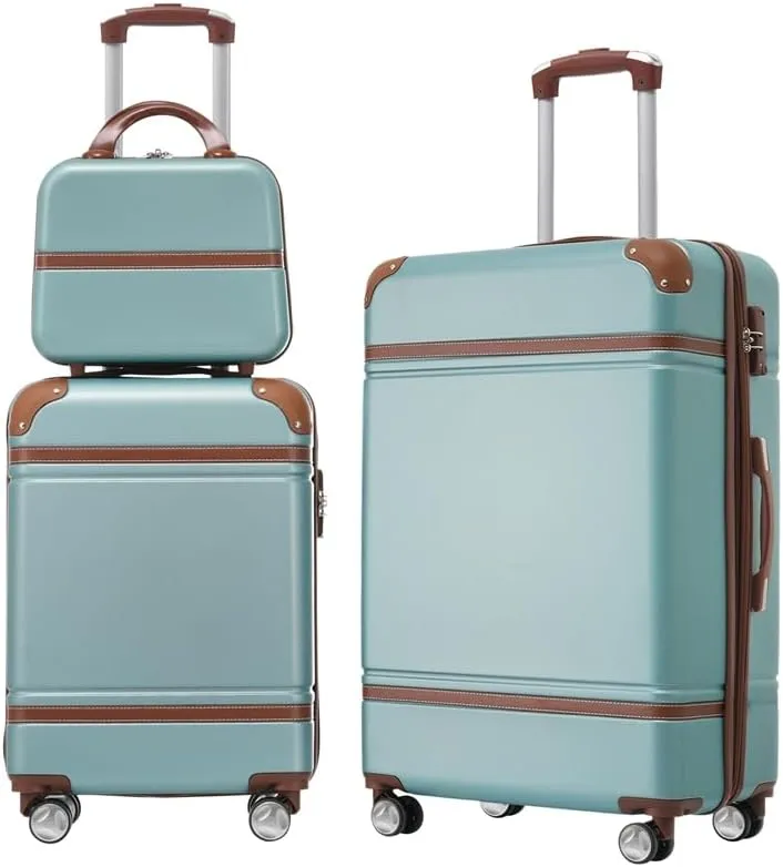 Hardshell Luggage Sets 3 Pieces 20" 24" Luggages and Cosmetic Case Spinner Suitcase with TSA Lock Lightweight