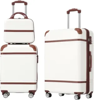 Hardshell Luggage Sets 3 Pieces 20" 24" Luggages and Cosmetic Case Spinner Suitcase with TSA Lock Lightweight