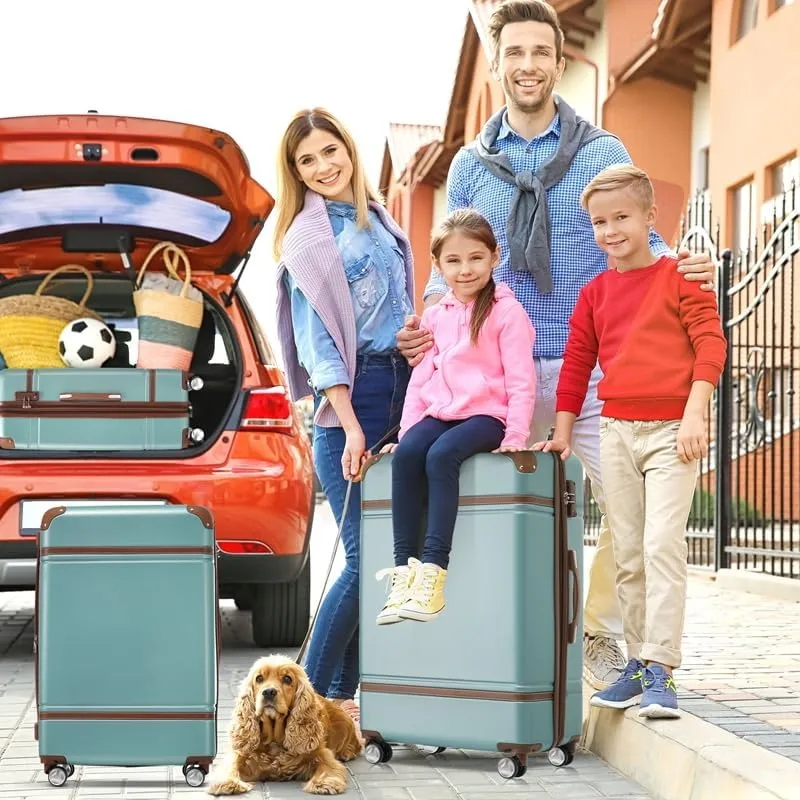 Hardshell Luggage Sets 3 Pieces 20" 24" Luggages and Cosmetic Case Spinner Suitcase with TSA Lock Lightweight