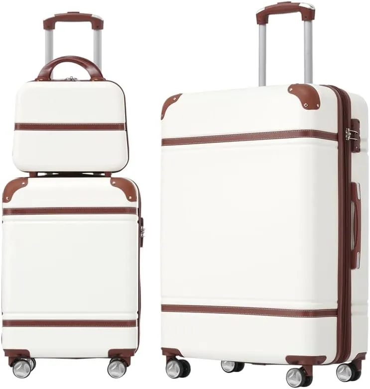 Hardshell Luggage Sets 3 Pieces 20" 28" Luggages and Cosmetic Case Spinner Suitcase with TSA Lock Lightweight