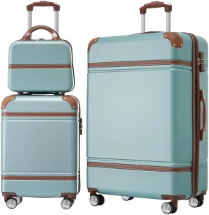 Hardshell Luggage Sets 3 Pieces 20" 28" Luggages and Cosmetic Case Spinner Suitcase with TSA Lock Lightweight
