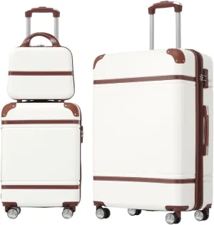 Hardshell Luggage Sets 3 Pieces 20" 28" Luggages and Cosmetic Case Spinner Suitcase with TSA Lock Lightweight
