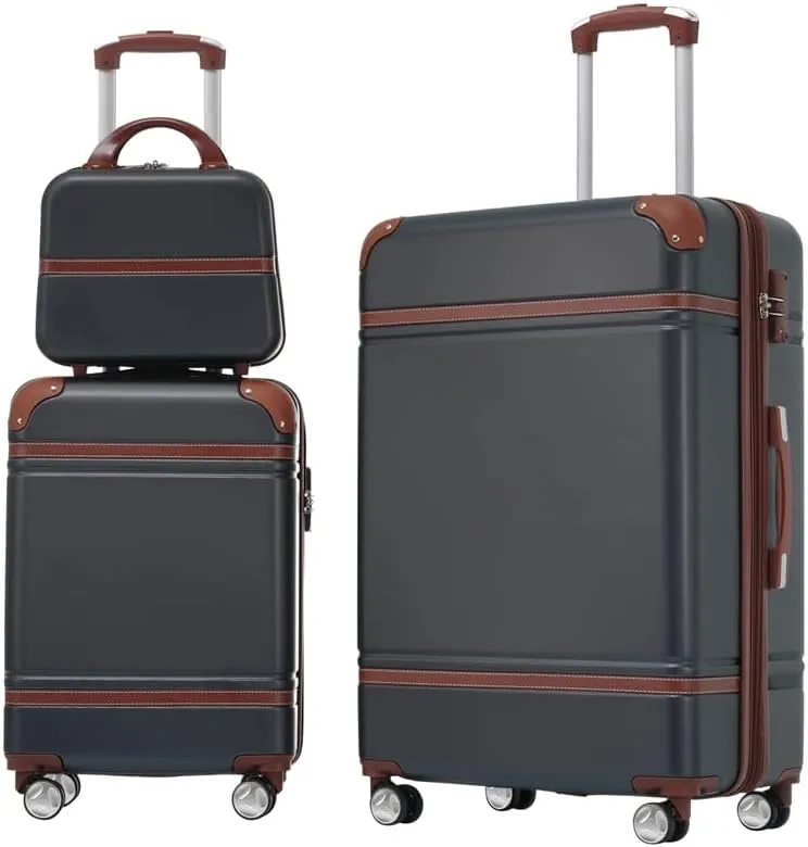 Hardshell Luggage Sets 3 Pieces 20" 28" Luggages and Cosmetic Case Spinner Suitcase with TSA Lock Lightweight