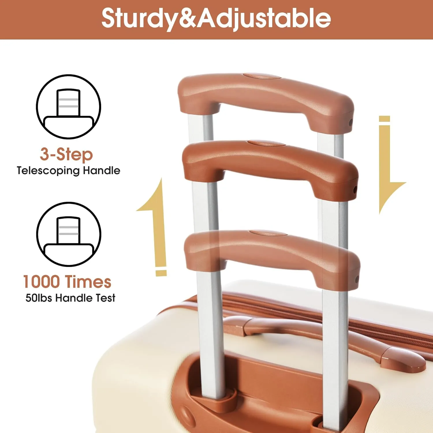 Hardshell Luggage Sets 4 pcs   Bag Spinner Suitcase with TSA Lock Lightweight-16" 20" 24" 28" Luggages (Brown White   ABS)