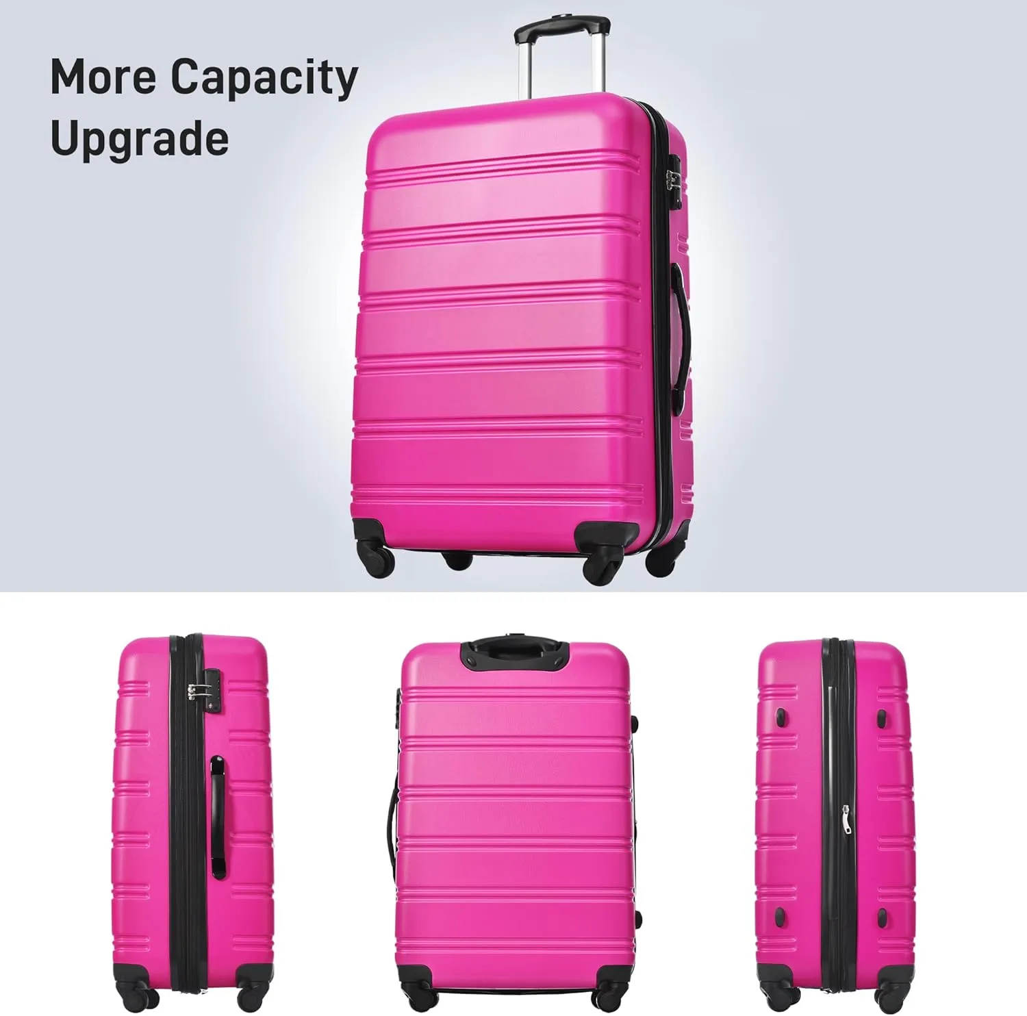 Hardshell Luggage Sets 4 pcs   Bag Spinner Suitcase with TSA Lock Lightweight-16" 20" 24" 28" Luggages (Pink   ABS)