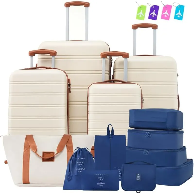 Hardshell Luggage Sets 4 pcs   Travel Bag Spinner Suitcase with TSA Lock Lightweight-16 20" 24" 28" Luggages