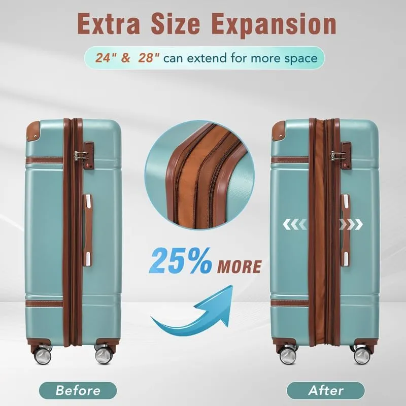 Hardshell Luggage Sets 4 Pieces 20" 24" 28" Luggages and Cosmetic Case Spinner Suitcase with TSA Lock Lightweight