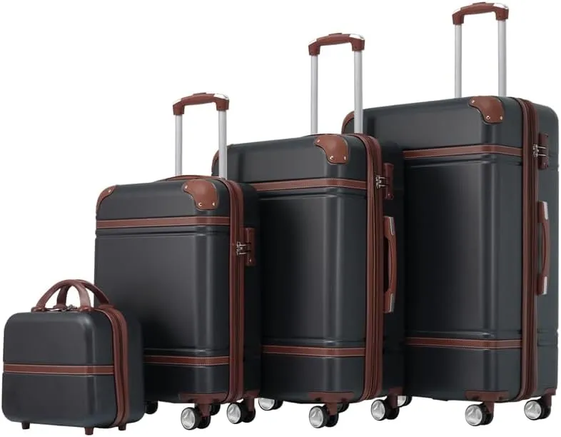 Hardshell Luggage Sets 4 Pieces 20" 24" 28" Luggages and Cosmetic Case Spinner Suitcase with TSA Lock Lightweight