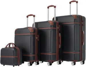 Hardshell Luggage Sets 4 Pieces 20" 24" 28" Luggages and Cosmetic Case Spinner Suitcase with TSA Lock Lightweight