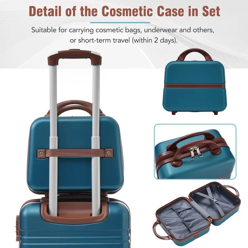 Hardshell Luggage Sets 4 Pieces 20" 24" 28" Luggages and Cosmetic Case Spinner Suitcase with TSA Lock Lightweight