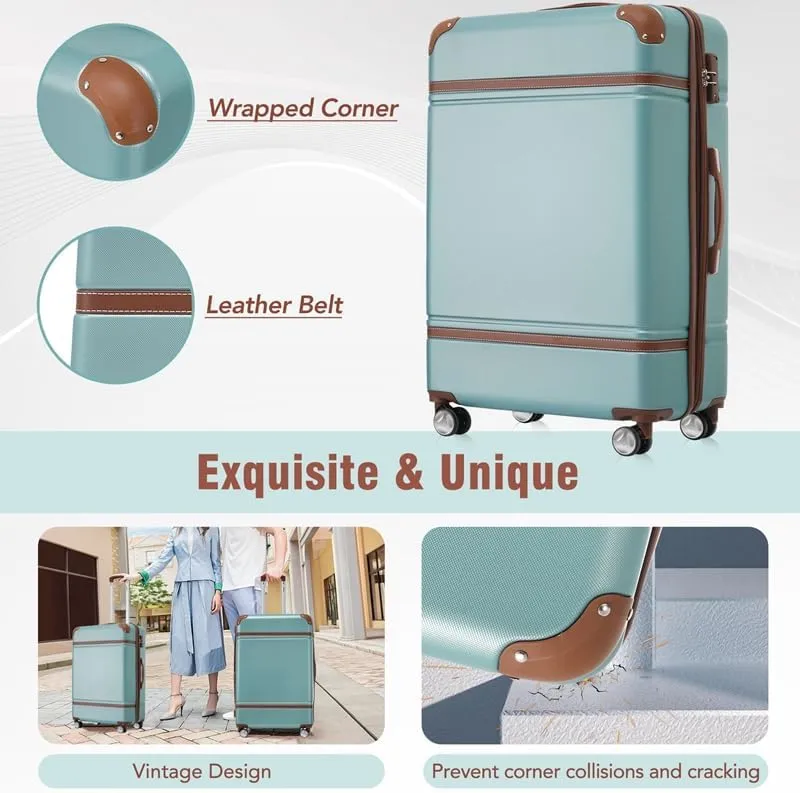 Hardshell Luggage Sets 4 Pieces 20" 24" 28" Luggages and Cosmetic Case Spinner Suitcase with TSA Lock Lightweight