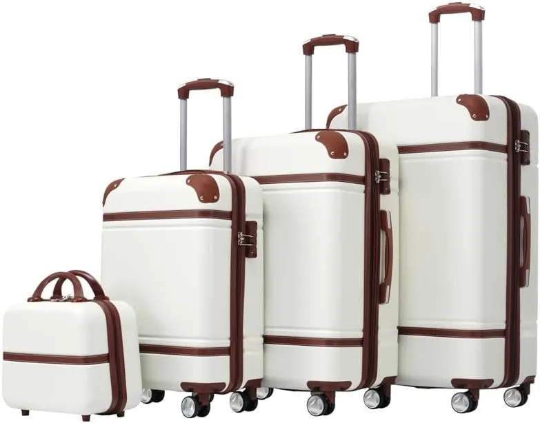 Hardshell Luggage Sets 4 Pieces 20" 24" 28" Luggages and Cosmetic Case Spinner Suitcase with TSA Lock Lightweight