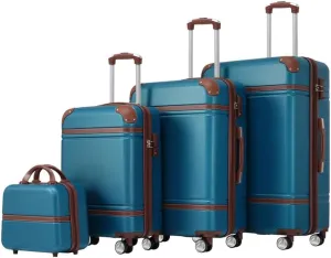Hardshell Luggage Sets 4 Pieces 20" 24" 28" Luggages and Cosmetic Case Spinner Suitcase with TSA Lock Lightweight
