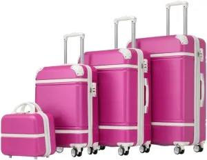 Hardshell Luggage Sets 4 Pieces 20" 24" 28" Luggages and Cosmetic Case Spinner Suitcase with TSA Lock Lightweight
