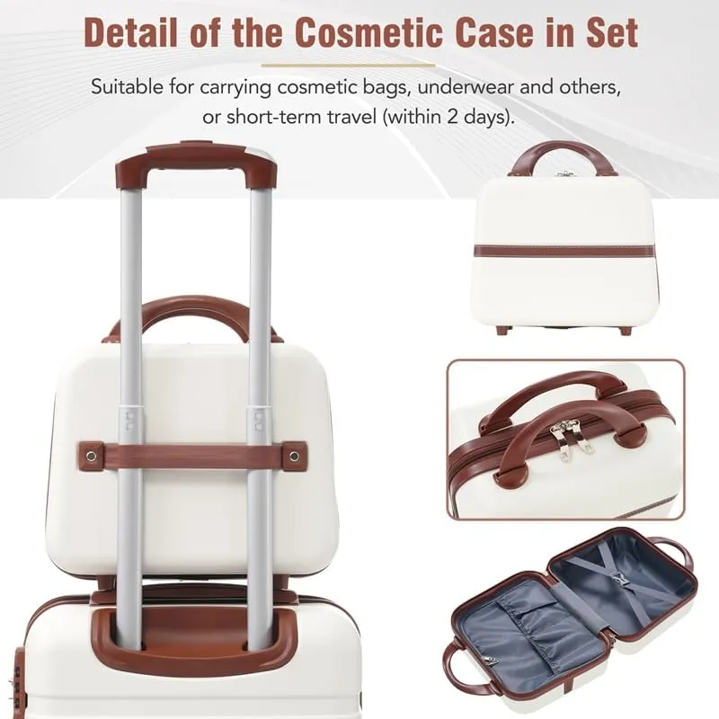 Hardshell Luggage Sets 4 Pieces 20" 24" 28" Luggages and Cosmetic Case Spinner Suitcase with TSA Lock Lightweight