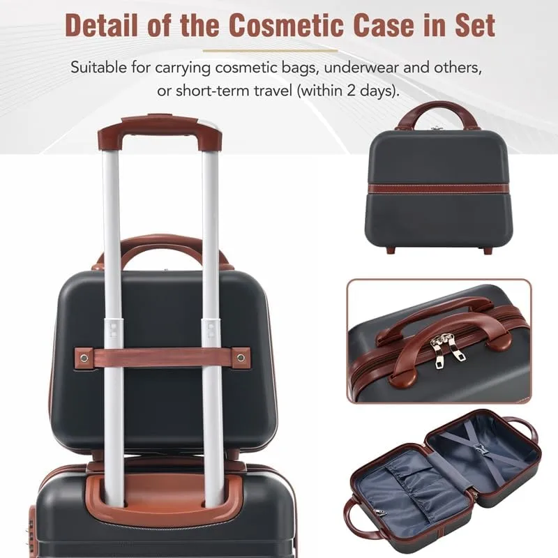 Hardshell Luggage Sets 4 Pieces 20" 24" 28" Luggages and Cosmetic Case Spinner Suitcase with TSA Lock Lightweight