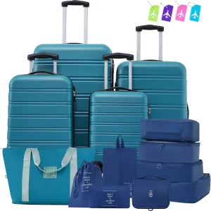 Hardshell LuggageBlue Sets 4 pcs   Bag Spinner Suitcase with TSA Lock Lightweight-16 20" 24" 28" Luggages