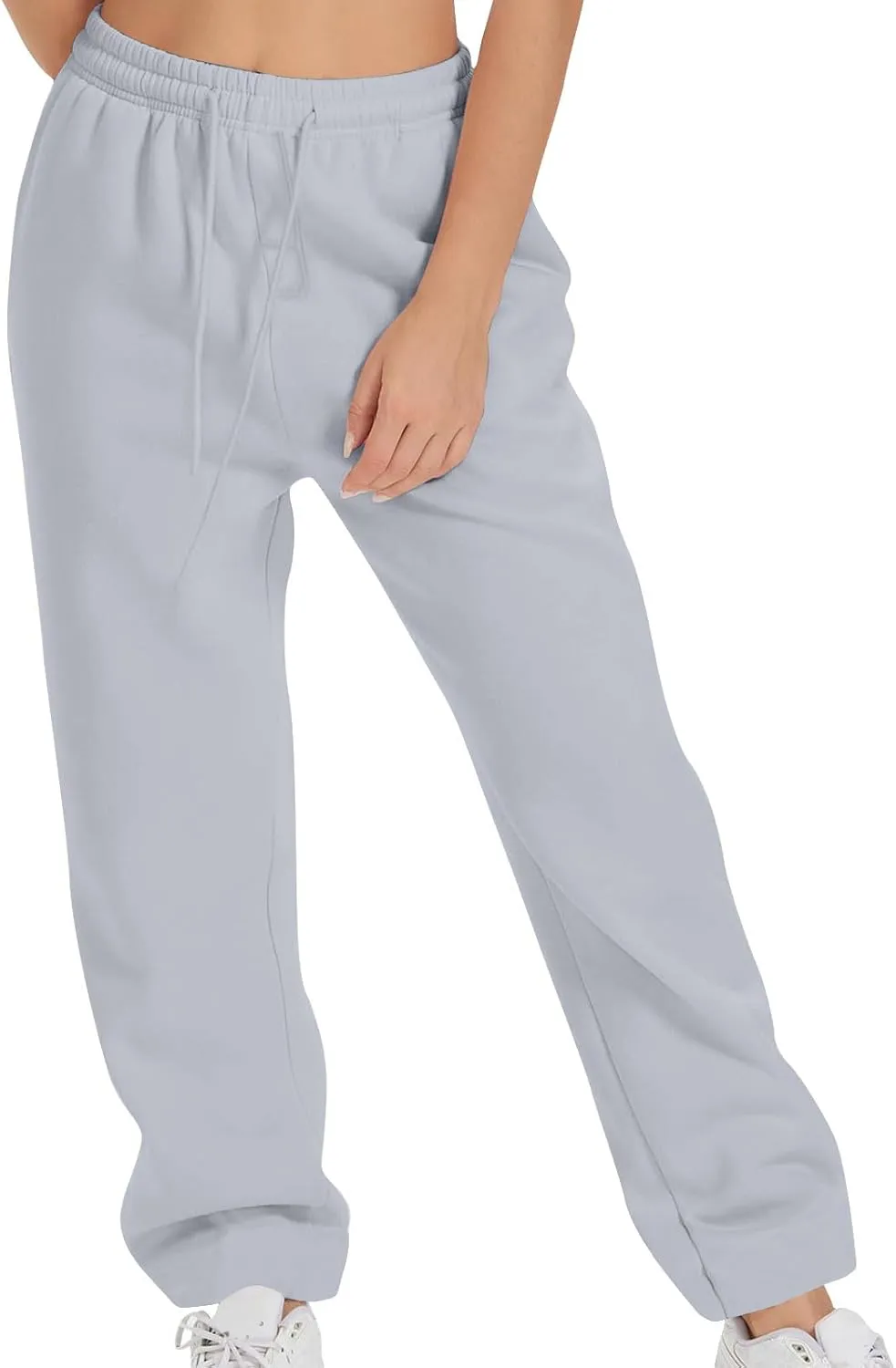 High Waist Straight Leg Sweatpants for Women Trendy Fall y2k Pant Trousers Fleece Athletic Joggers with Pockets