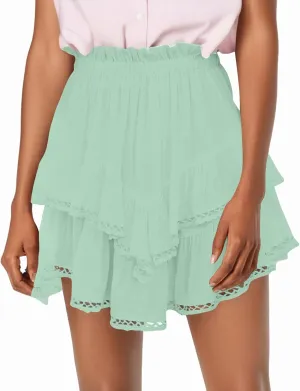 High Waisted Skirts for Women Trendy Summer Asymmetrical Hem Flowy Boho Cute Dress