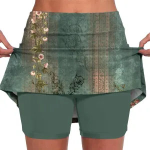 High Waisted Tennis Skirt Flowy Skirt Asymmetrical Skirt Womens Petite Skirts Long Skirt with Shorts Underneath Womens Active Skort