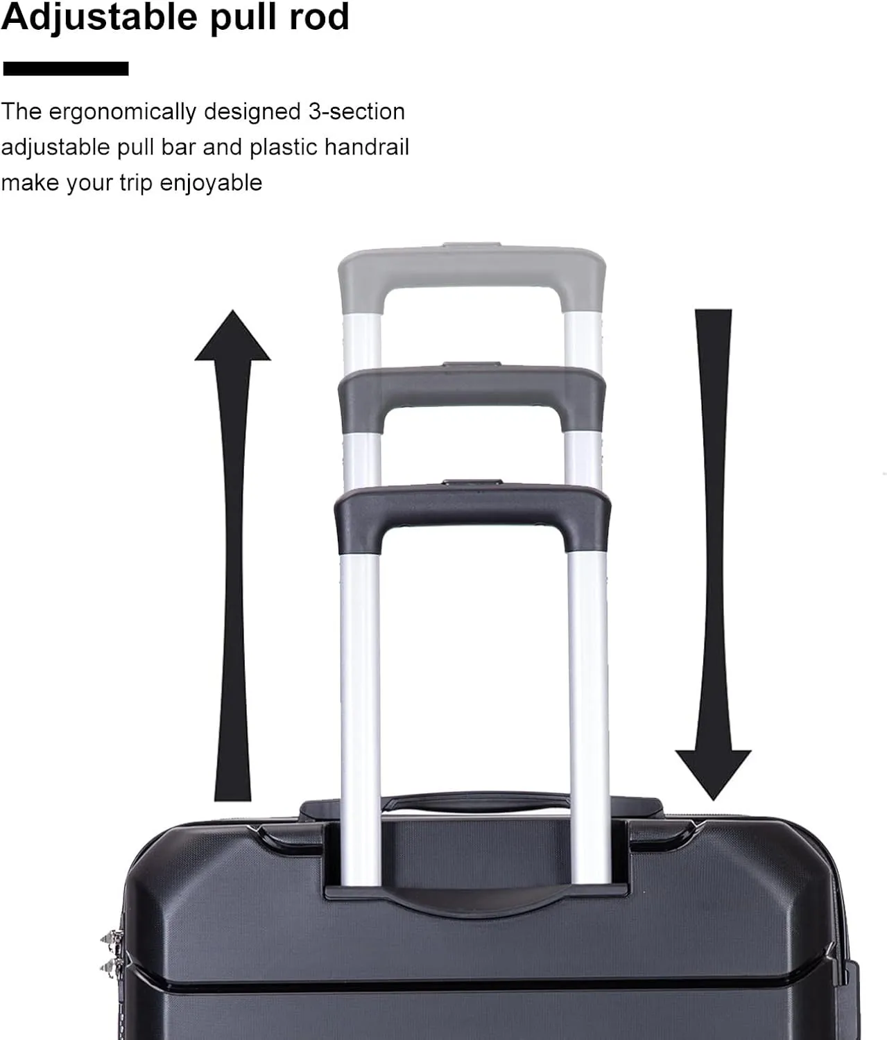 HomVent 3 Piece Luggage Set with Spinner Wheels Suitcase Set with TSA Lock Hard Shell Luggage Suitable for Women,Men,Travel 3 PCS 20 24 28 inch (Black M)