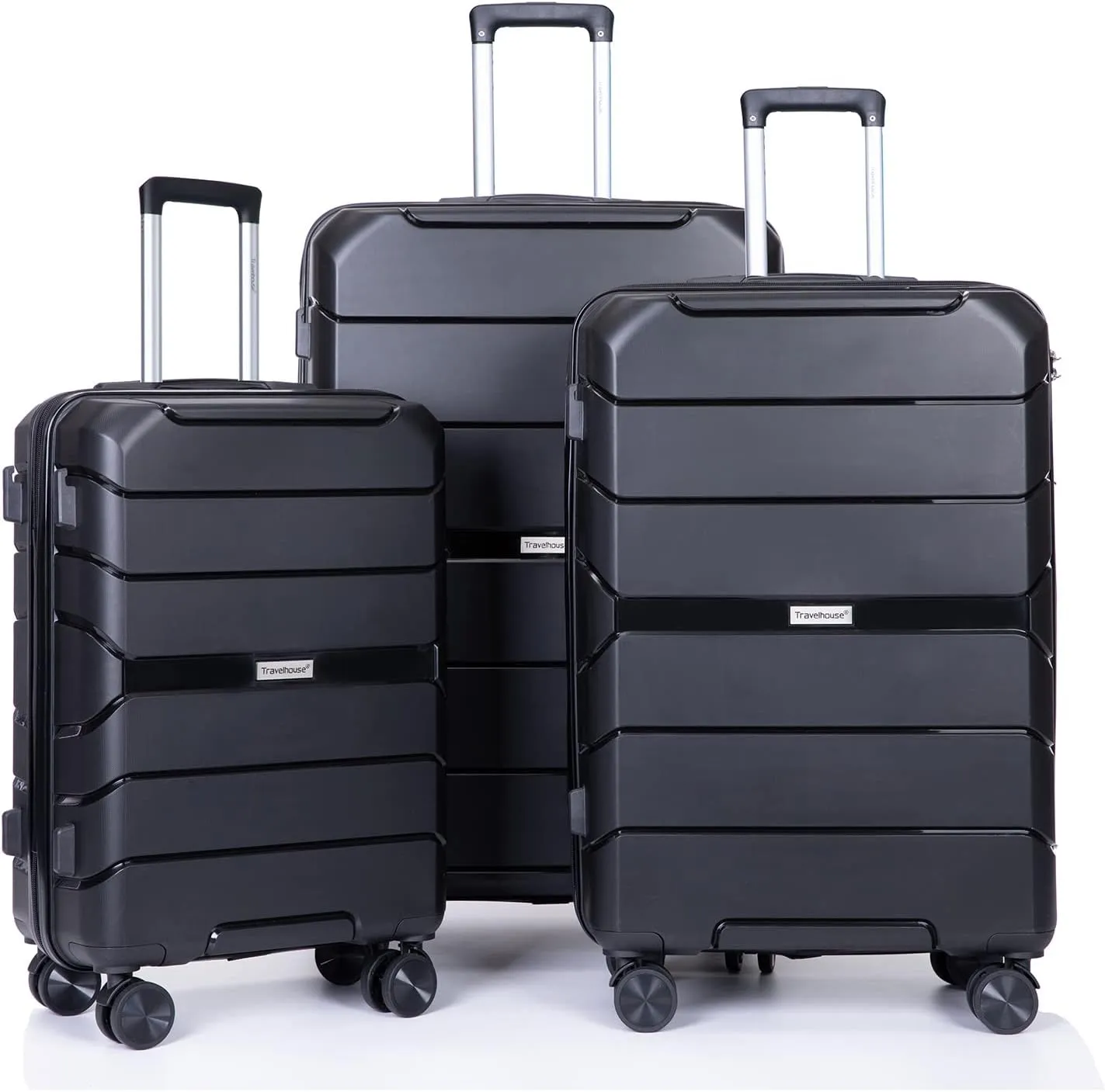 HomVent 3 Piece Luggage Set with Spinner Wheels Suitcase Set with TSA Lock Hard Shell Luggage Suitable for Women,Men,Travel 3 PCS 20 24 28 inch (Black M)
