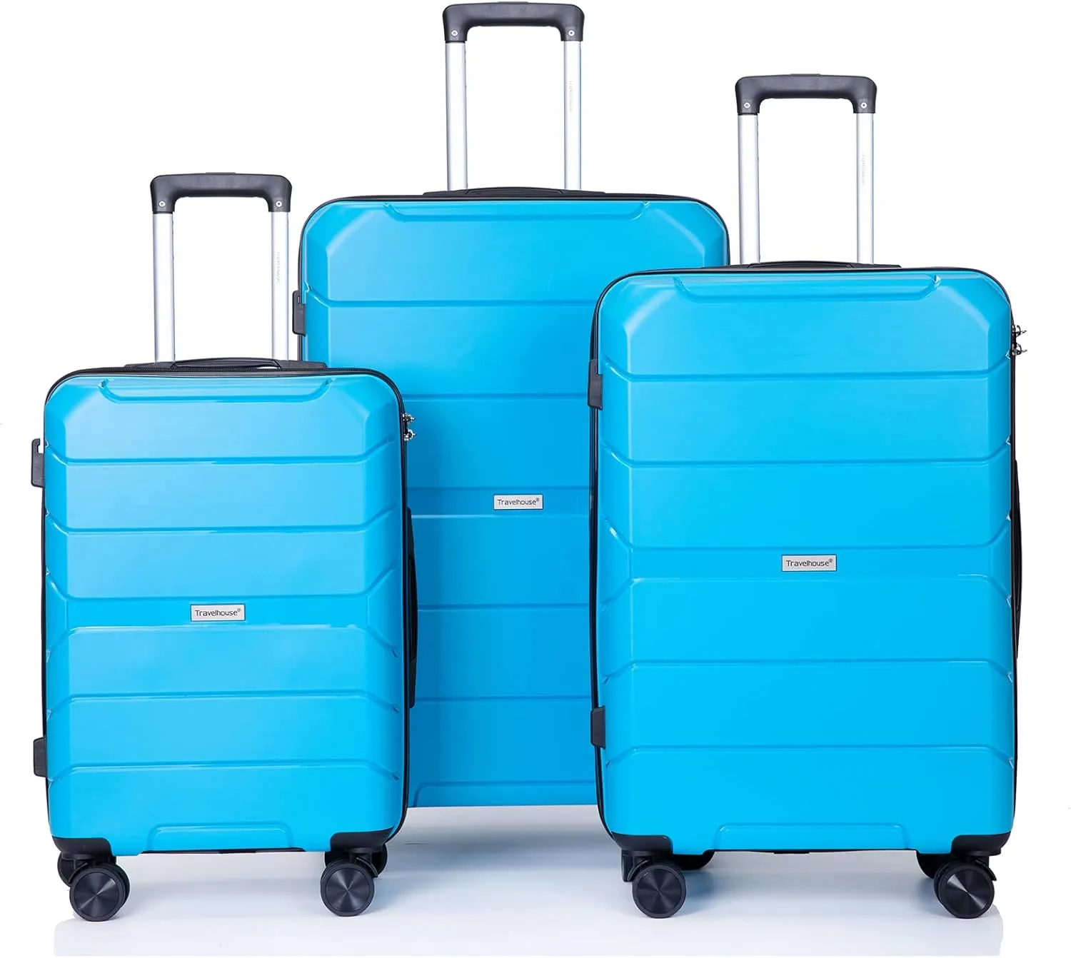 HomVent 3 Piece Luggage Set with Spinner Wheels Suitcase Set with TSA Lock Hard Shell Luggage Suitable for Women,Men,Travel 3 PCS 20 24 28 inch (Blue 2 M)