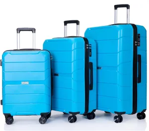 HomVent 3 Piece Luggage Set with Spinner Wheels Suitcase Set with TSA Lock Hard Shell Luggage Suitable for Women,Men,Travel 3 PCS 20 24 28 inch (Blue 2 M)