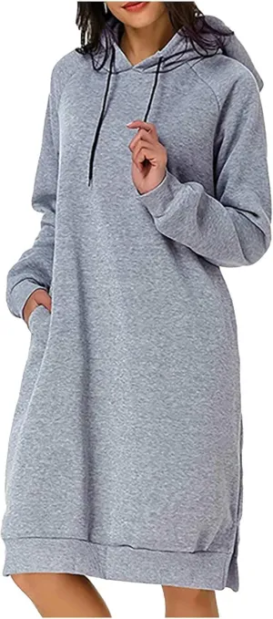 Hoodie Dress for Women Trendy 2025 Oversized Sweatshirt with Hood Spring Fashion Hooded Sweatshirts Dress