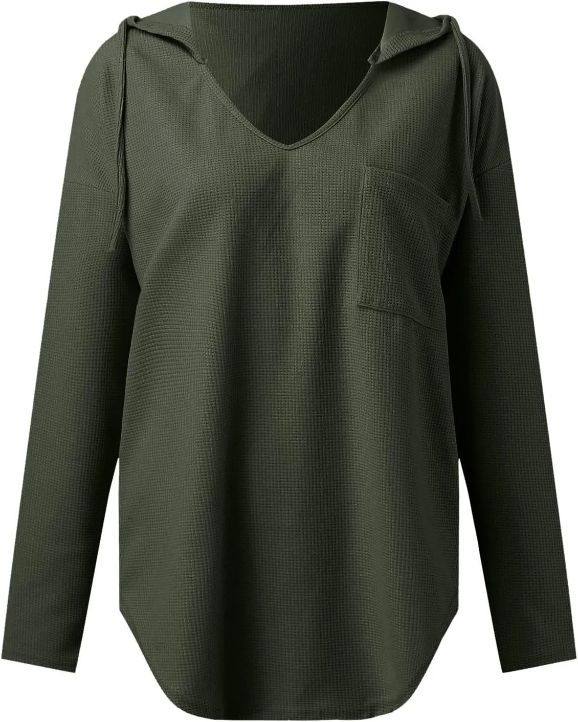 Hoodies For Women Loose Fit Oversized V Neck Drawstring Pullover Tops Workout Hooded With Pockets Pullover Clothes