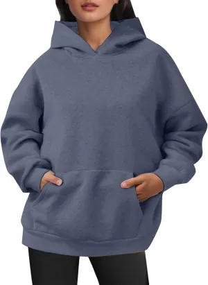 Hoodies for Women Trendy Oversized Sweatshirts Casual Fleece Long Sleeve Pullover Fall Outfits 2024 with Pocket