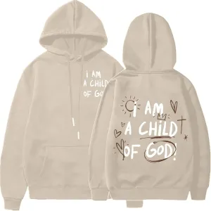 I Am A Child Of God Hoodie Long Sleeve Christian Hoodies Casual Comfortable Drawstring Fashion Pocket Sweatshirt