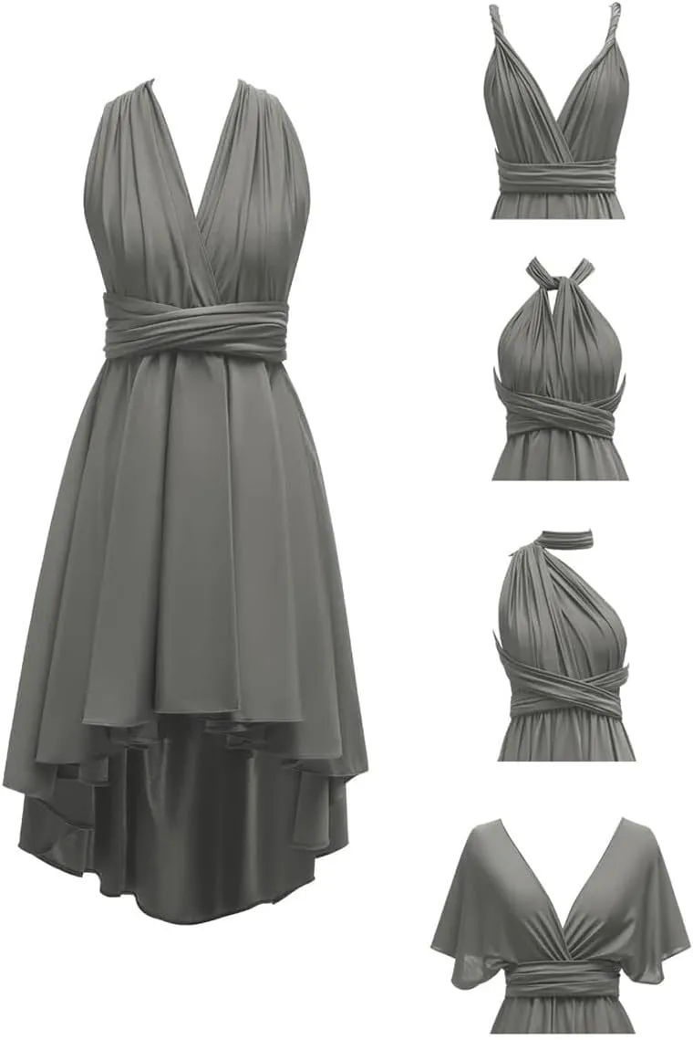 Infinity Dresses for Bridesmaid - High Low Multi-Way Dress - Ruffles Spandex Convertible Dresses - SDD167
