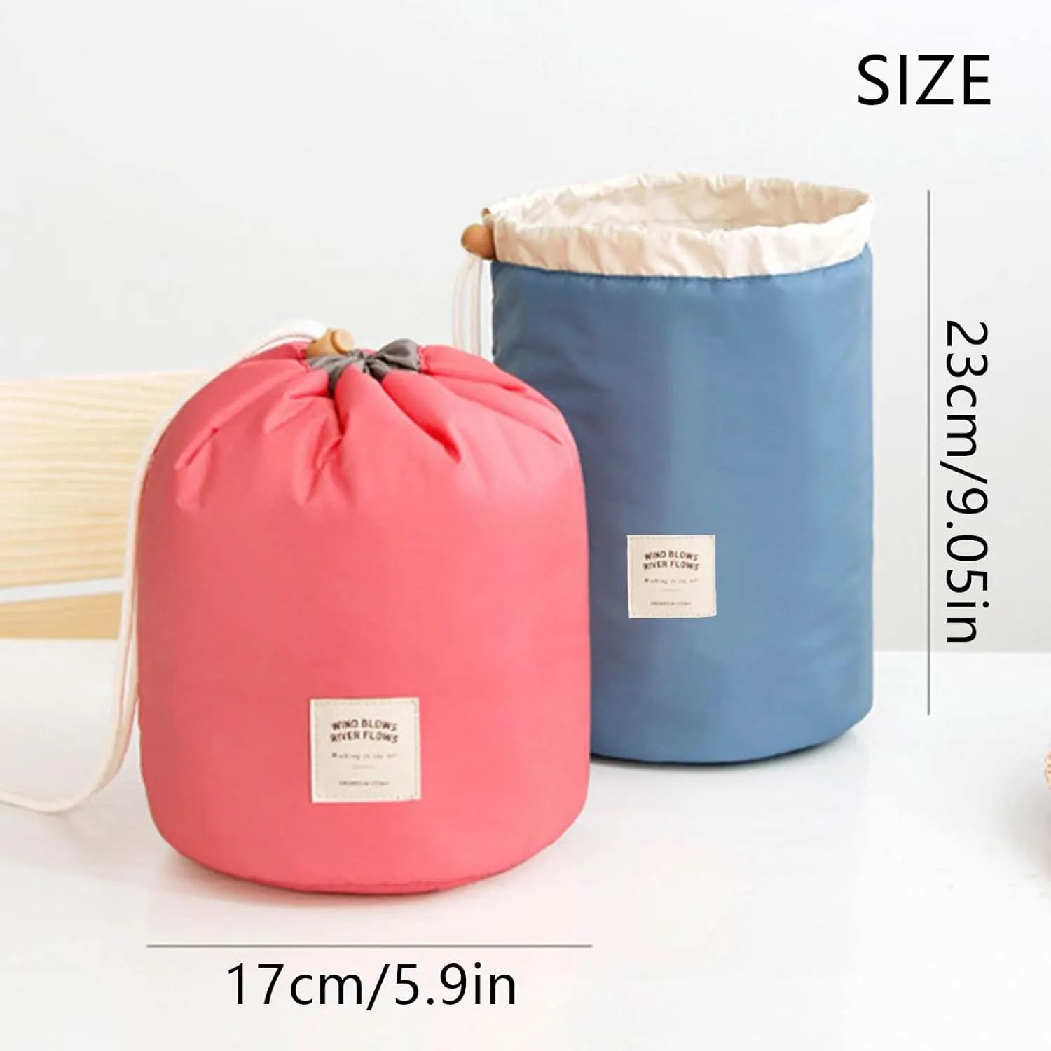INVODA 2PCS Cosmetic Bags Portable Foldable Cases Multifunctional Toiletry Bucket Bags Travel Makeup Organizer Storage Pocket Soft Collapsible (Blue Green Coin purse)
