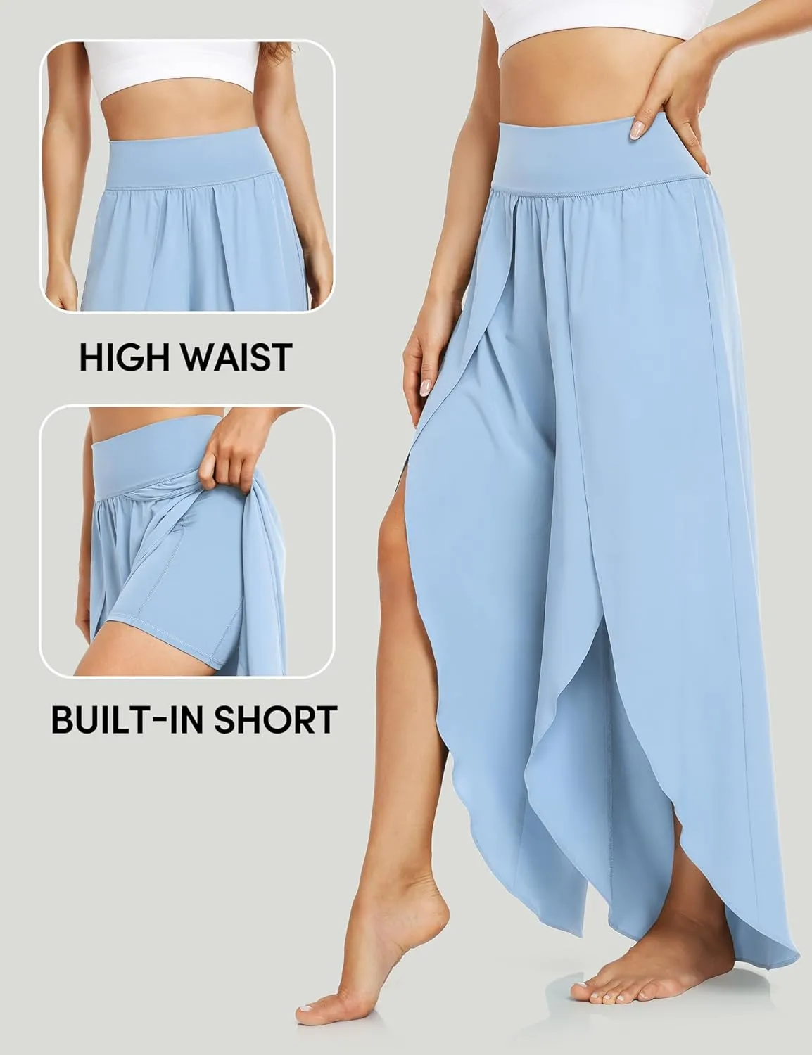 IUGA Flowy Pants for Women Wide Leg High Waisted Palazzo Boho Beach Harem Pants for Casual Dance Summer