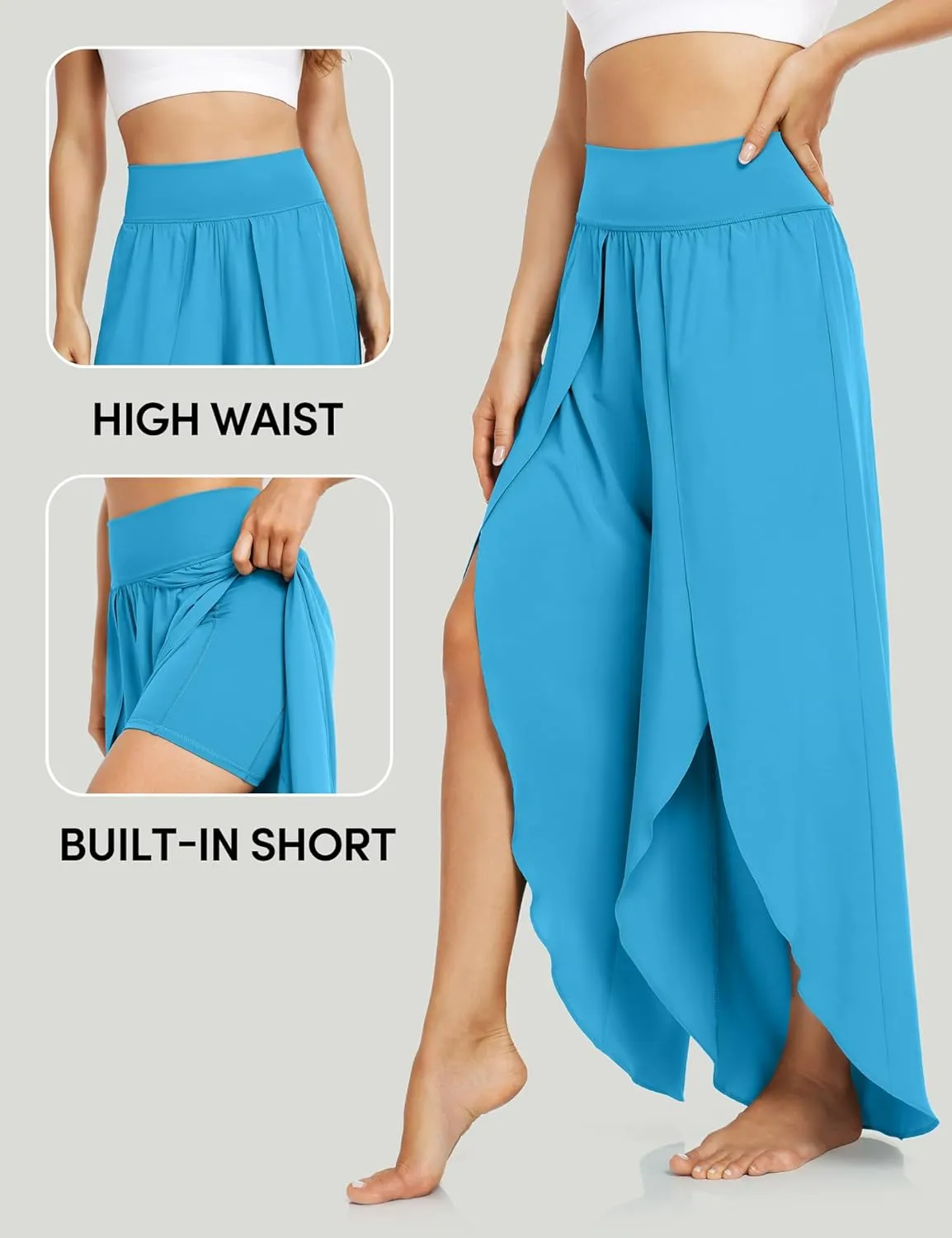 IUGA Flowy Pants for Women Wide Leg High Waisted Palazzo Boho Beach Harem Pants for Casual Dance Summer