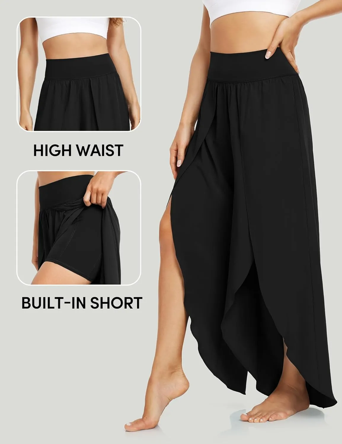IUGA Flowy Pants for Women Wide Leg High Waisted Palazzo Boho Beach Harem Pants for Casual Dance Summer