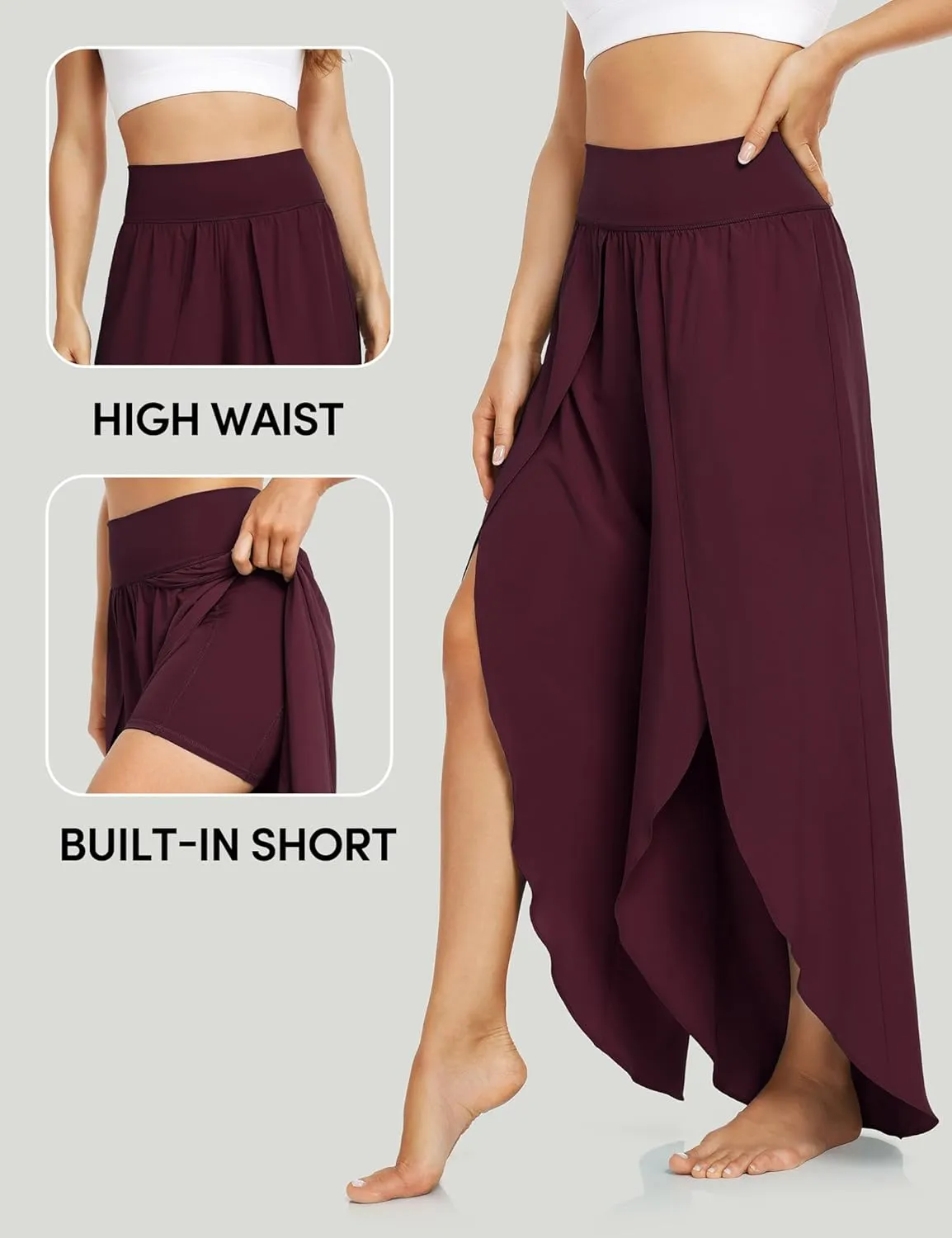 IUGA Flowy Pants for Women Wide Leg High Waisted Palazzo Boho Beach Harem Pants for Casual Dance Summer