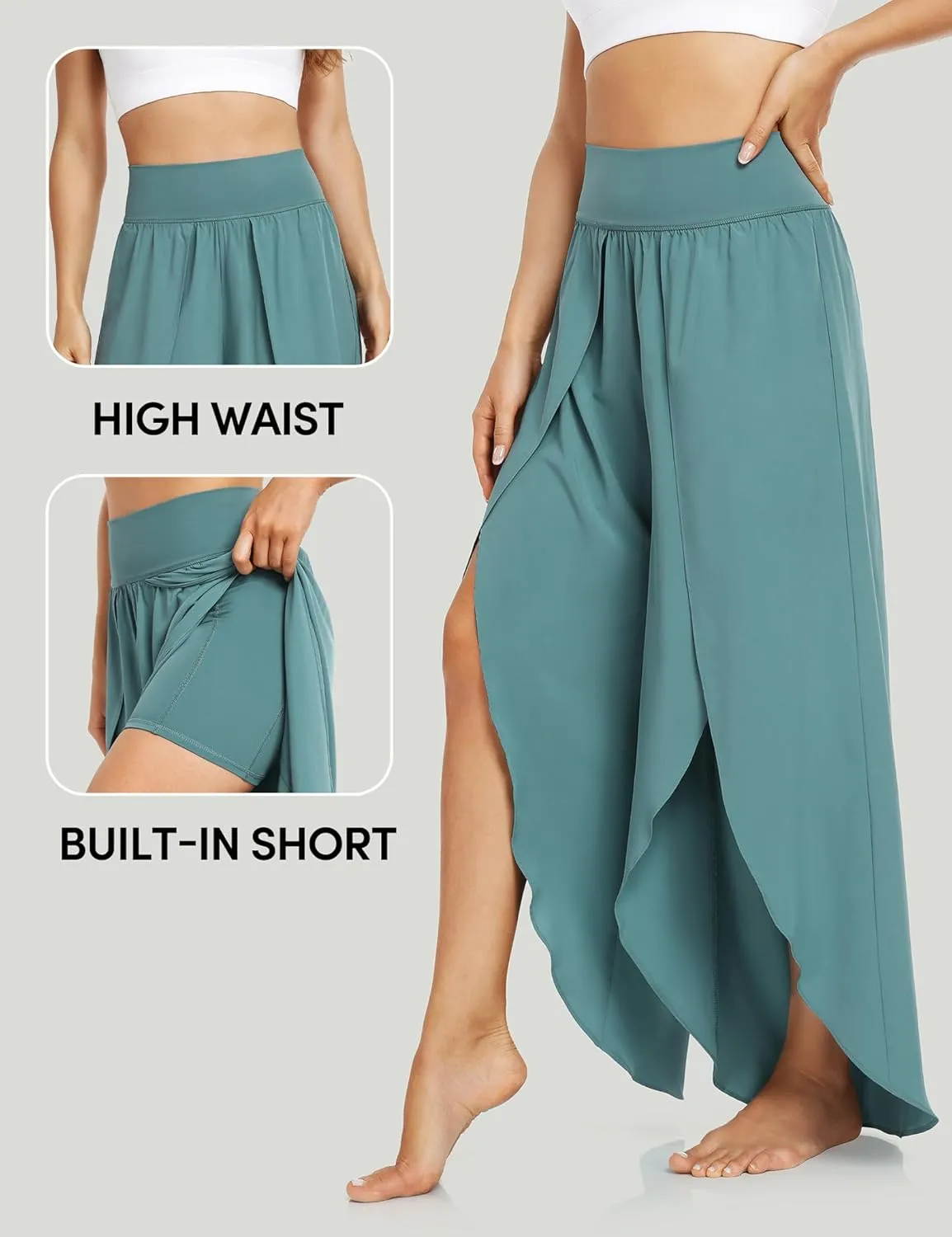 IUGA Flowy Pants for Women Wide Leg High Waisted Palazzo Boho Beach Harem Pants for Casual Dance Summer