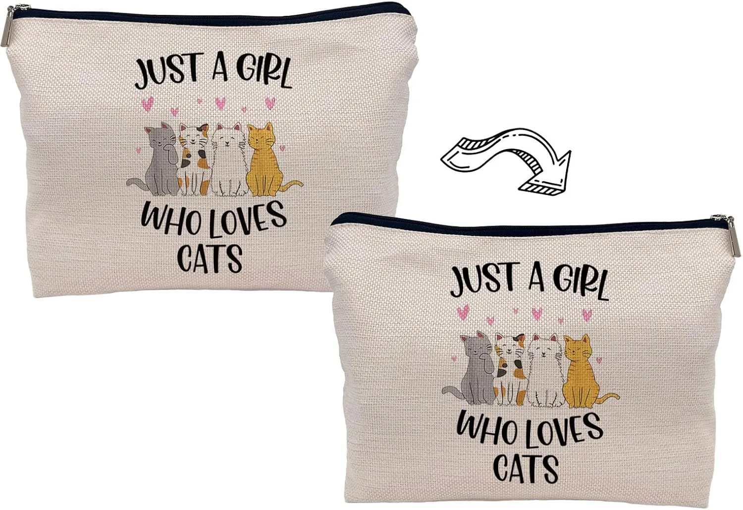 Just A Girl Who Loves Cats Makeup Bag, Cute Cosmetic Bag Pouch for Women, Funny Birthday Gifts for Cats Lovers