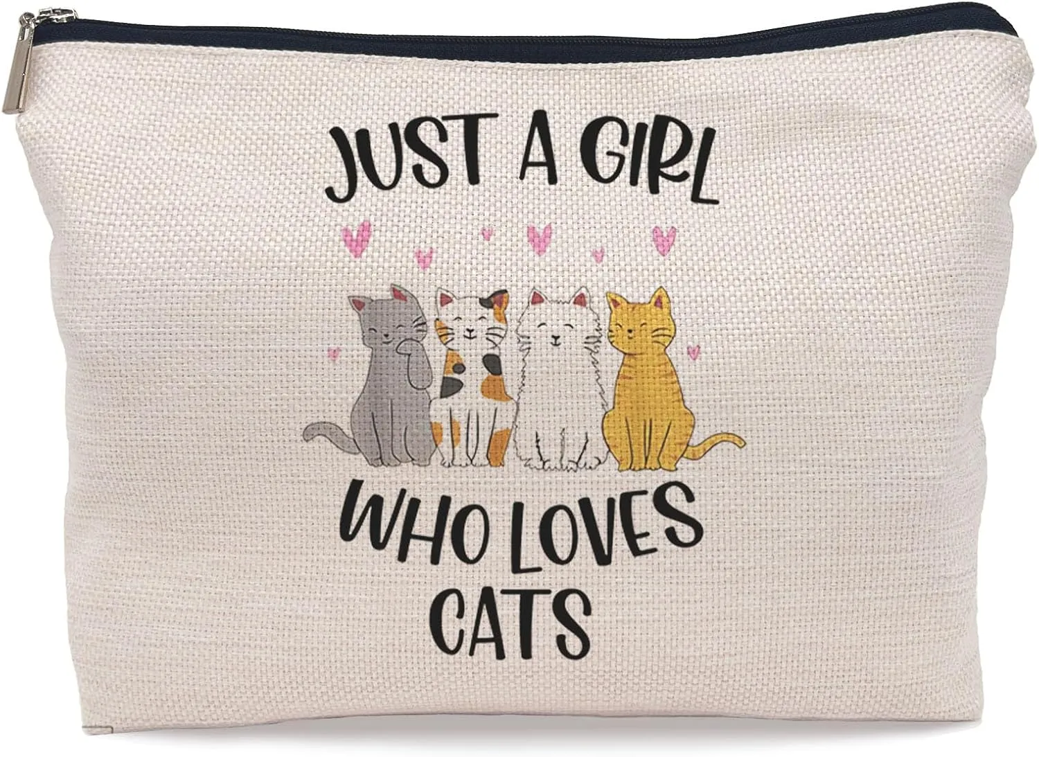 Just A Girl Who Loves Cats Makeup Bag, Cute Cosmetic Bag Pouch for Women, Funny Birthday Gifts for Cats Lovers